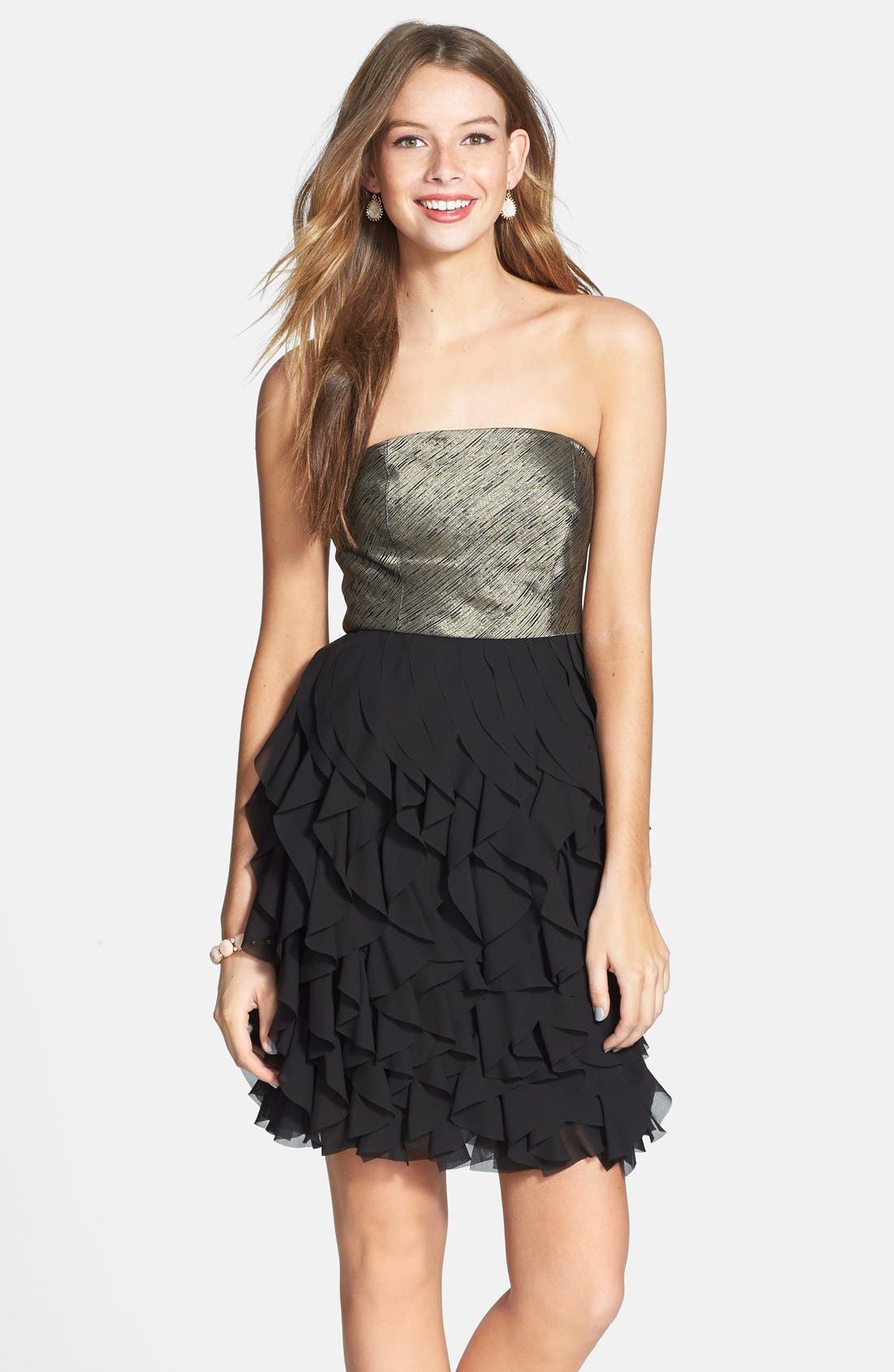 a. drea 'Corkscrew' Strapless Ruffle Dress (Juniors) Nordstrom