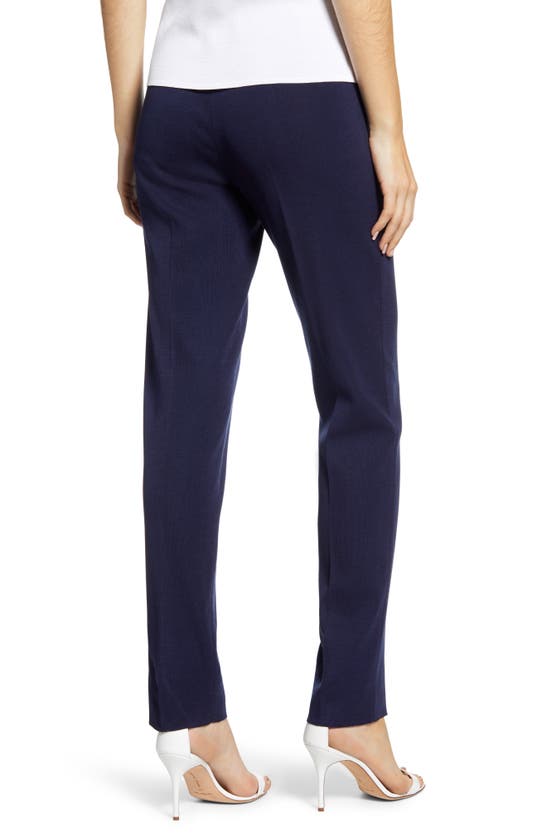Ming Wang Straight Leg Knit Pants In Indigo