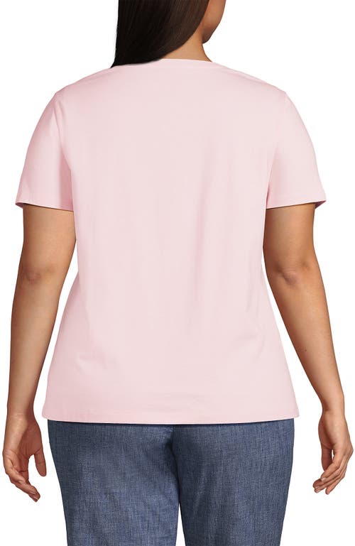 Shop Lands' End Plus Size Relaxed Supima Cotton Crew Neck T-shirt In Simply Pink