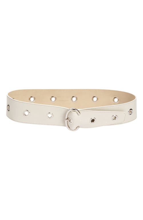 Gilda Eyelet Leather Belt in Off-White