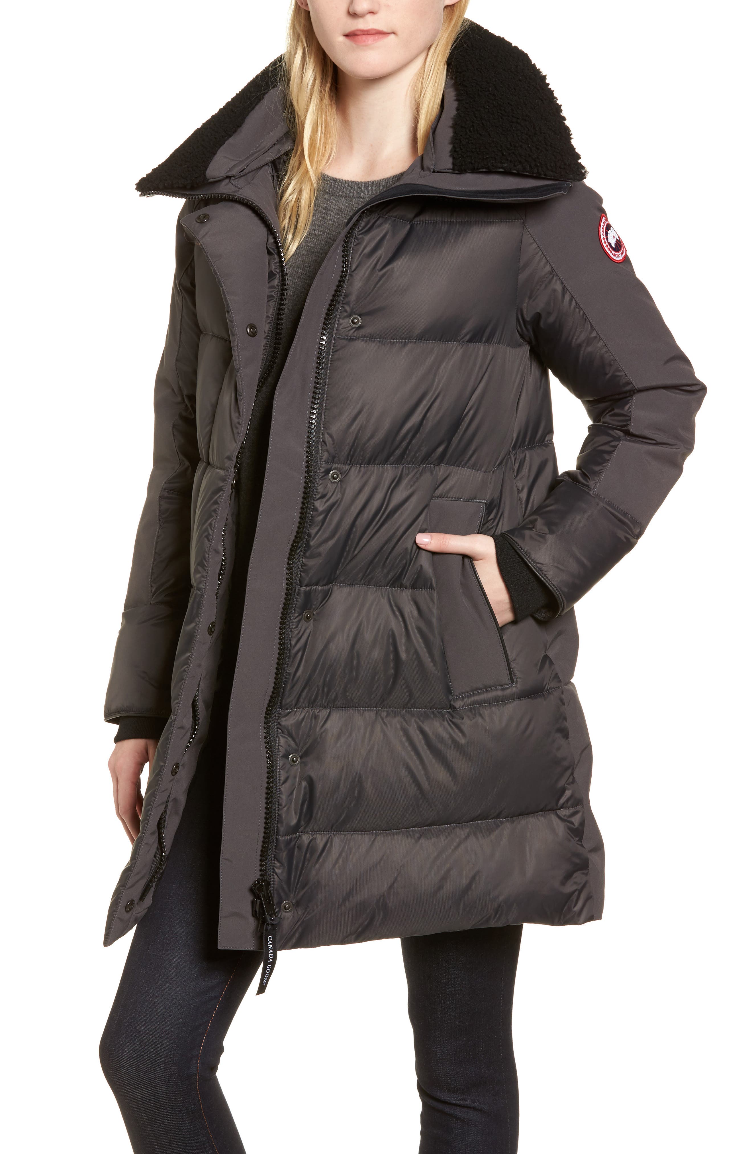 Canada Goose Altona Water Resistant 750-Fill Power Down Parka With Genuine Shearling Collar, (0) - Grey