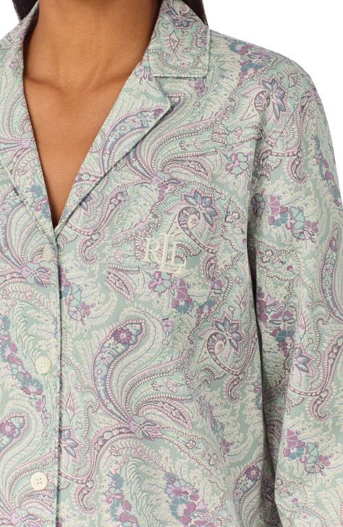 Ralph Lauren Women's 2-pc. Long-sleeve Notch-collar Long Pants Pajama Set In Sage Print