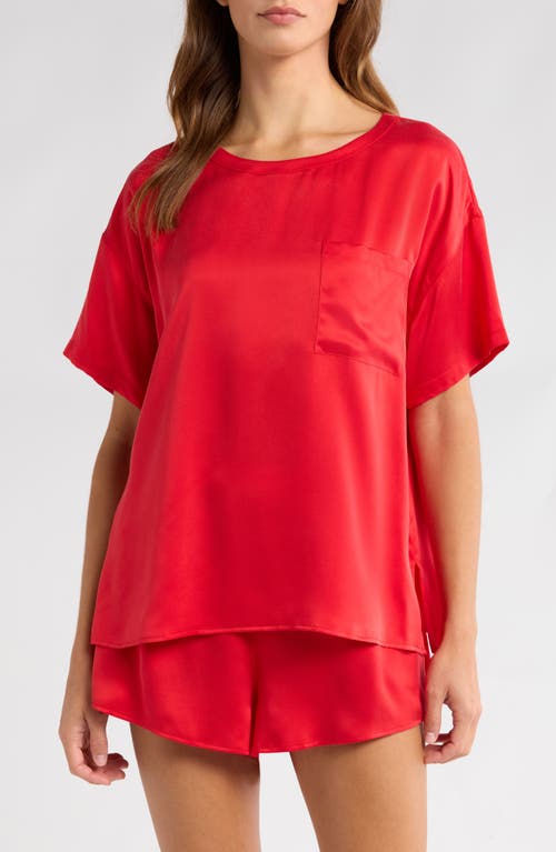 Lunya Washable Silk Tee Short Set In Carmine Red