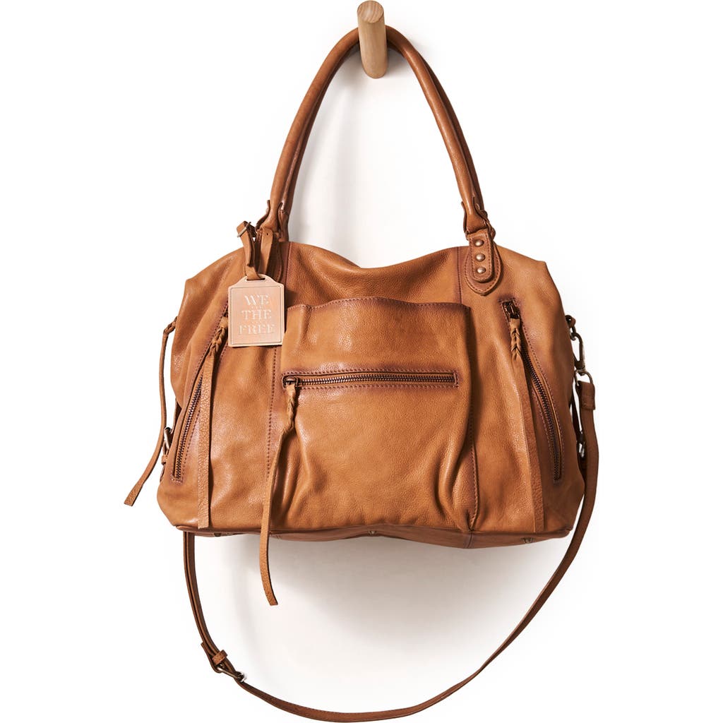 Free People Emerson Lambskin Leather Tote In Saddle