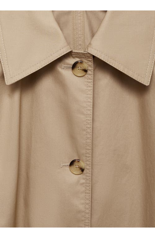 Shop Mango Cotton Twill Trench Coat In Beige