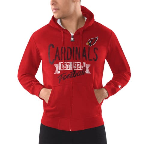 Men's Starter Heathered Gray/Cardinal Arizona Cardinals Home Run Raglan  Pullover Hoodie 