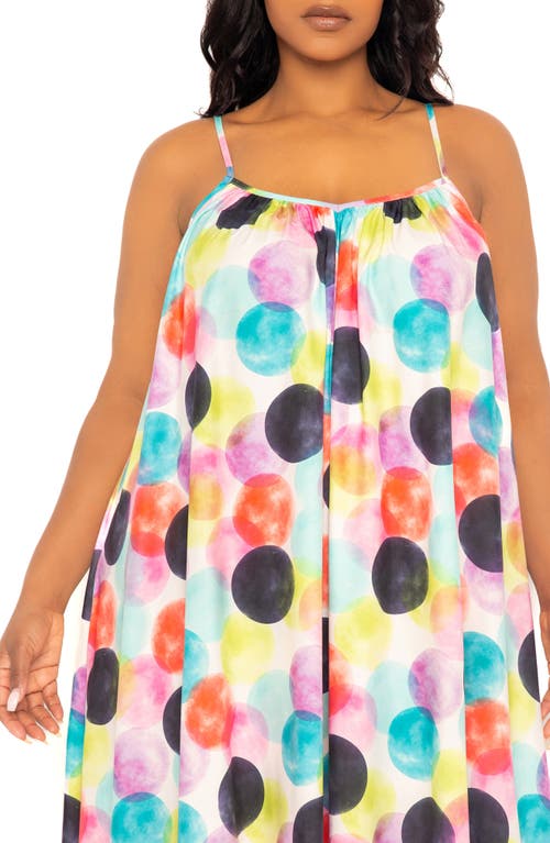 Buxom Couture Polka Dot Print Chiffon Maxi Dress In Violet Multi