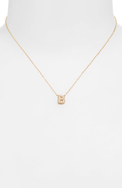 Leith Cubic Zirconia Initial Pendant Necklace In B- Clear- Gold