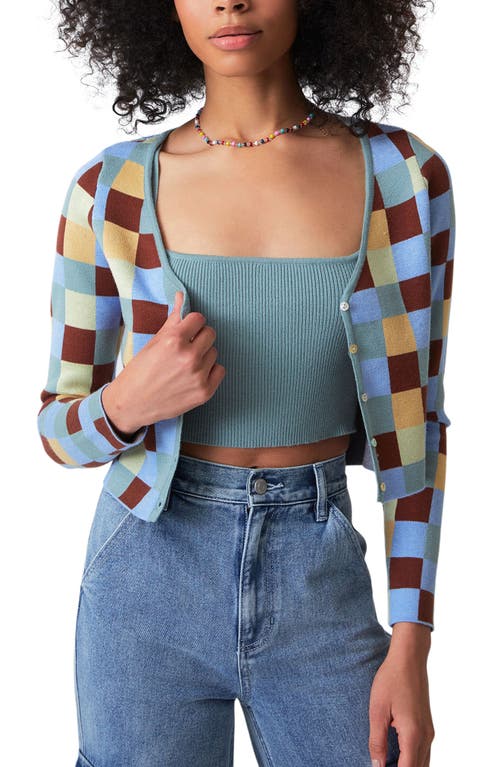 PacSun x KENDALL + KYLIE Colorblock Check Cardigan in Aquifer Checker