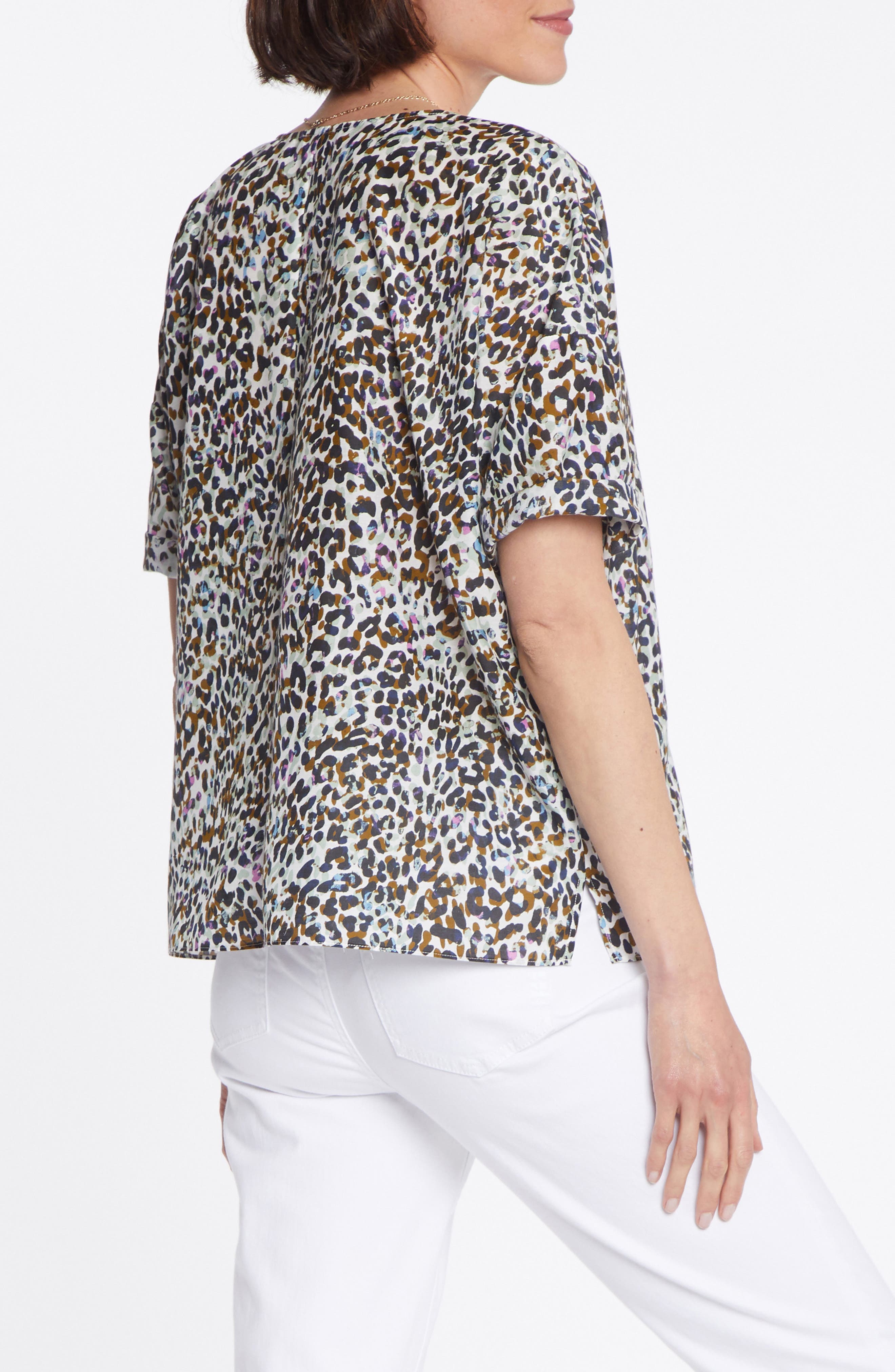 NYDJ Leopard Print Cotton \u0026 Silk T 