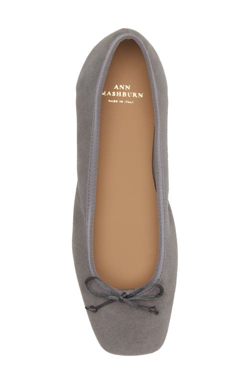 Shop Ann Mashburn Square Toe Ballet Flat In Mid Grey Suede