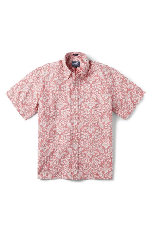 Oahu Harvest Classic Fit Print Short Sleeve Button-Down Shirt in Nantucket Red