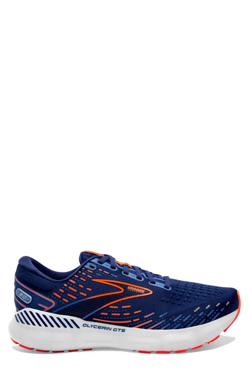 Brooks Men's Glycerin Gts 20 Running Shoes In Blue Depths/palace Blue/ Orange In Turquoise/aqua