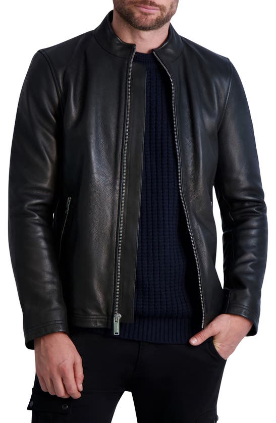 Karl Lagerfeld Leather Racer Jacket In Black