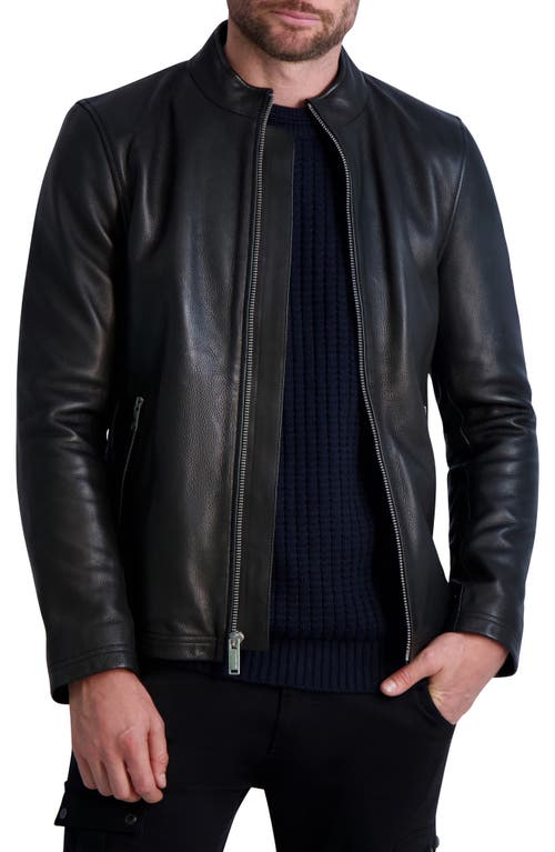 Karl Lagerfeld Paris Leather Racer Jacket in Black
