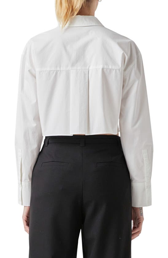 Shop Grey Lab Long Sleeve Crop Button-up Shirt In White