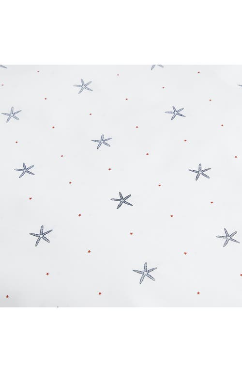 Nautica Star Spangled Coastal 200 Thread Count Cotton Percale Sheet Set In White/dark Blue
