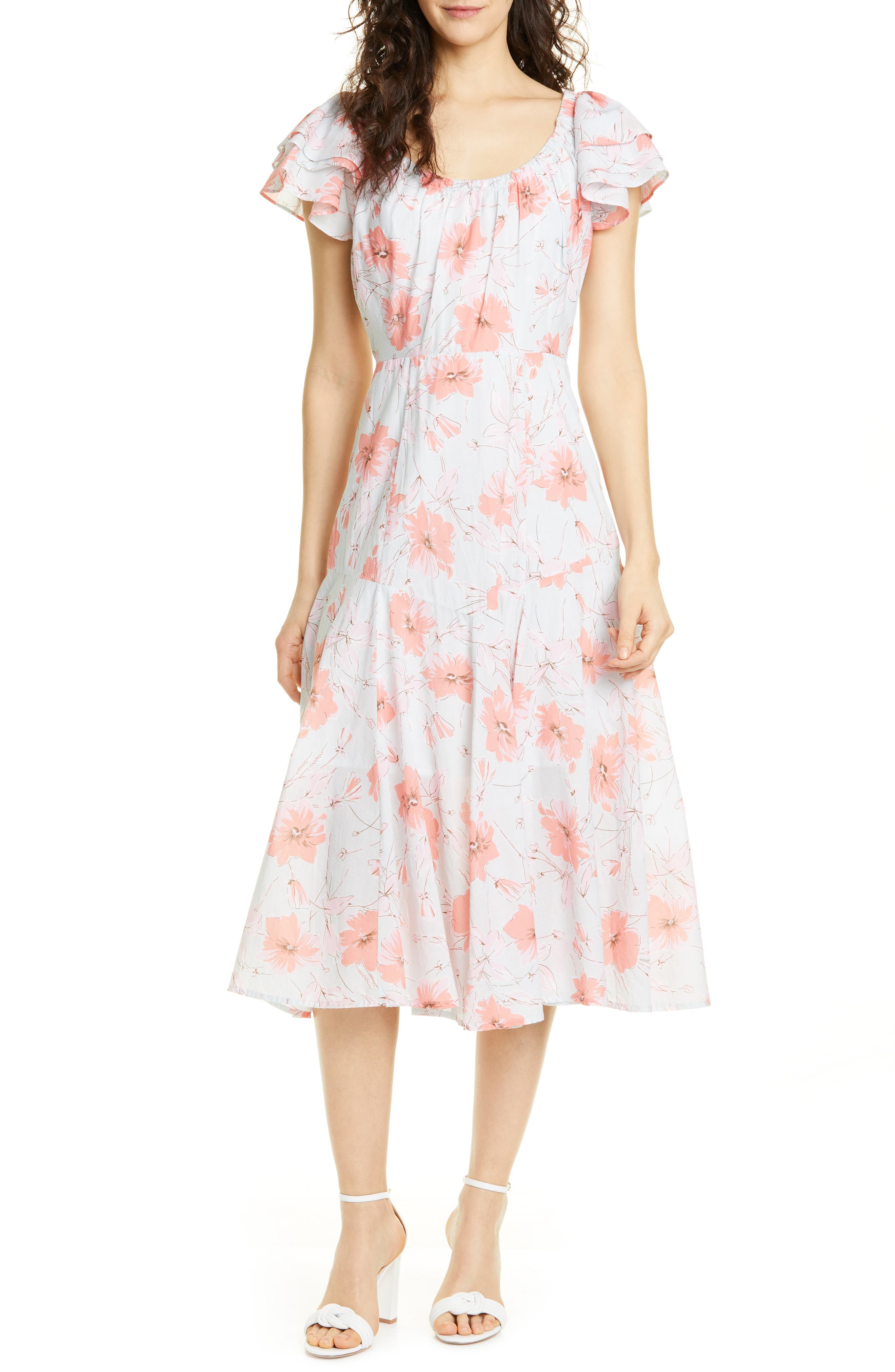 La Vie Rebecca Taylor Louise Floral A-Line Dress, Grey