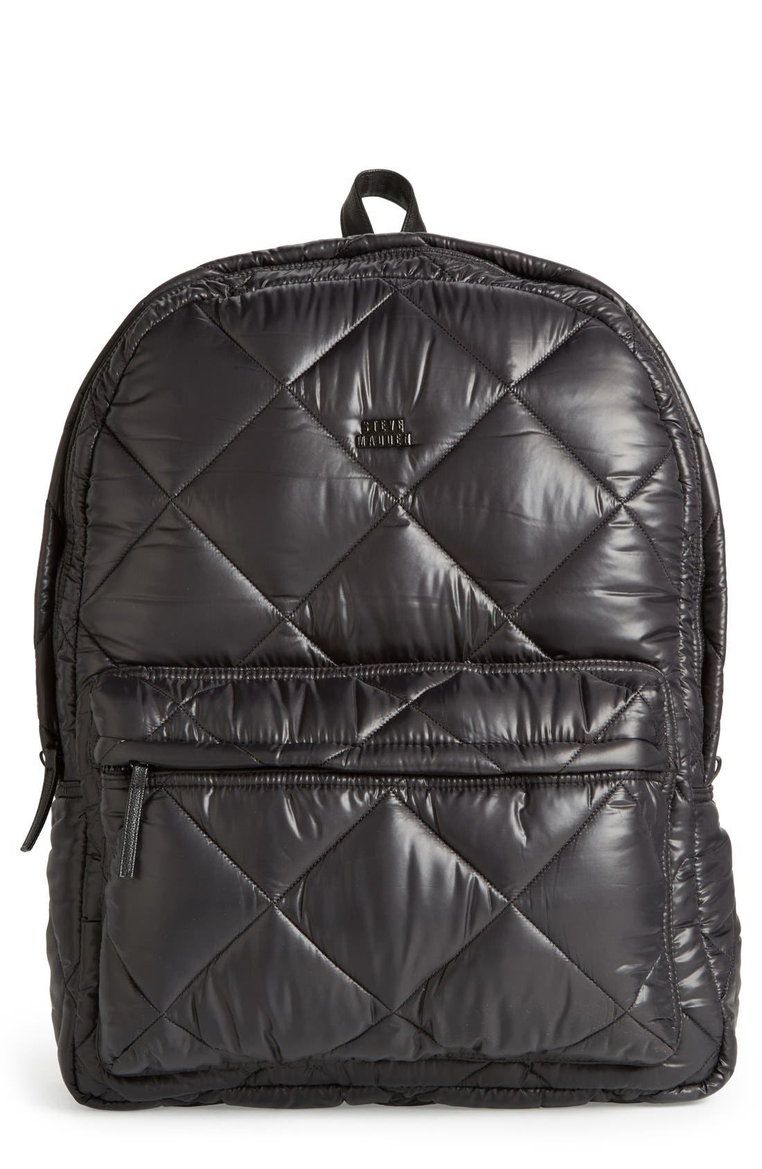 steve madden black quilted backpack