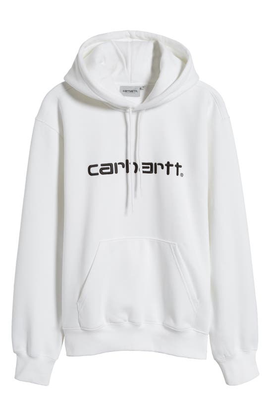 Shop Carhartt Work In Progress Logo Embroidered Hoodie In White Black