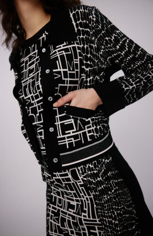 Shop Diane Von Furstenberg Riva Crop Cardigan In Dvf Logo/leopard Black