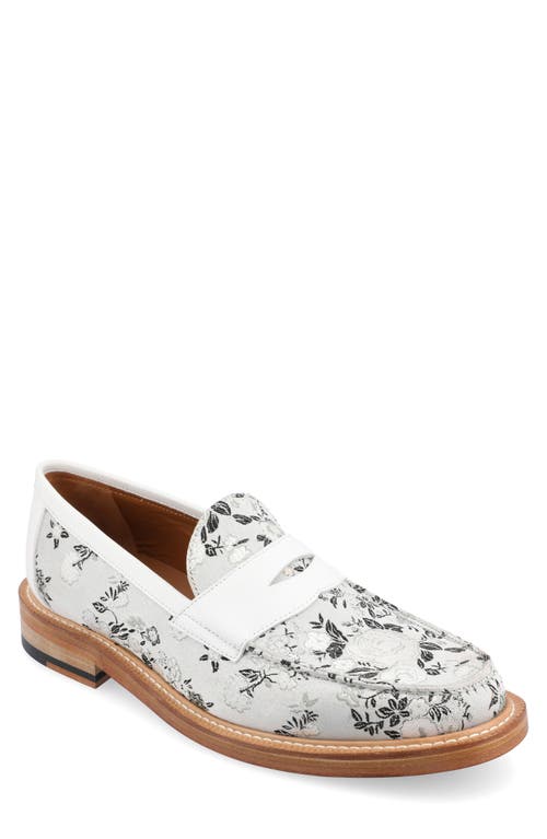 The Fitz Floral Brocade Penny Loafer in Eden Blanc