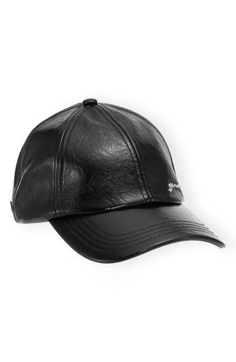 Black leather fitted shops hat