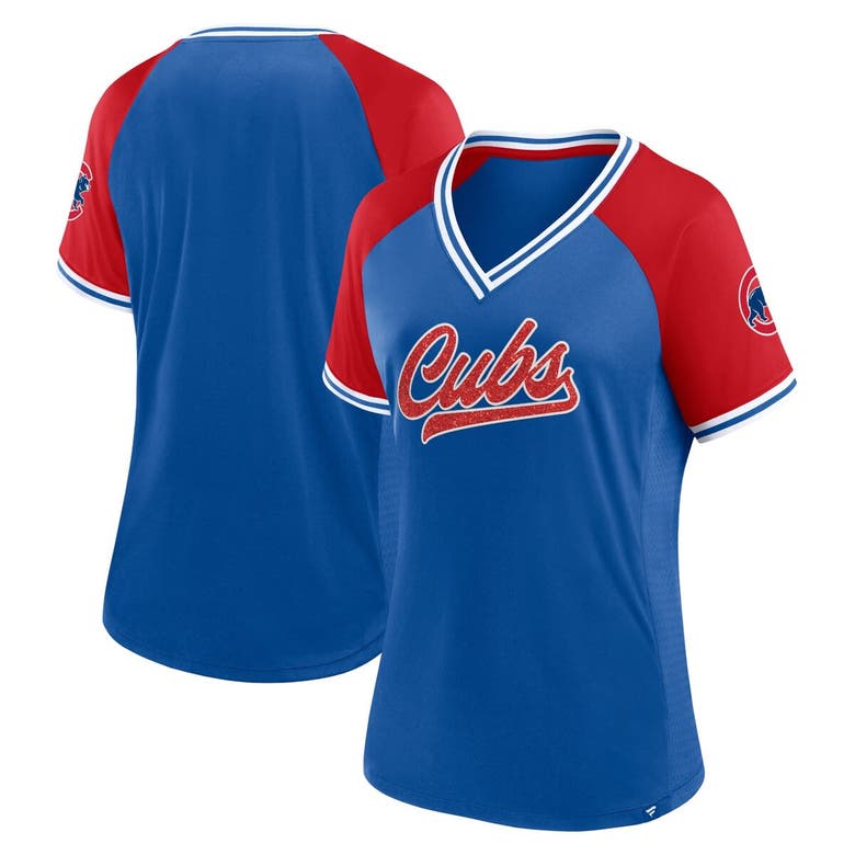 Shop Fanatics Branded Royal Chicago Cubs Glitz & Glam League Diva Raglan V-neck T-shirt