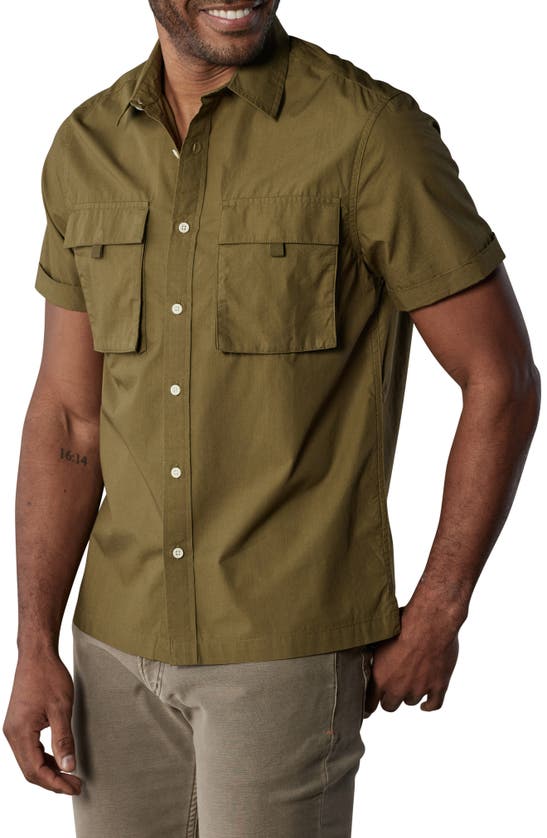 Shop The Normal Brand Expedition Short Sleeve Button-up Shirt In Pine Needle