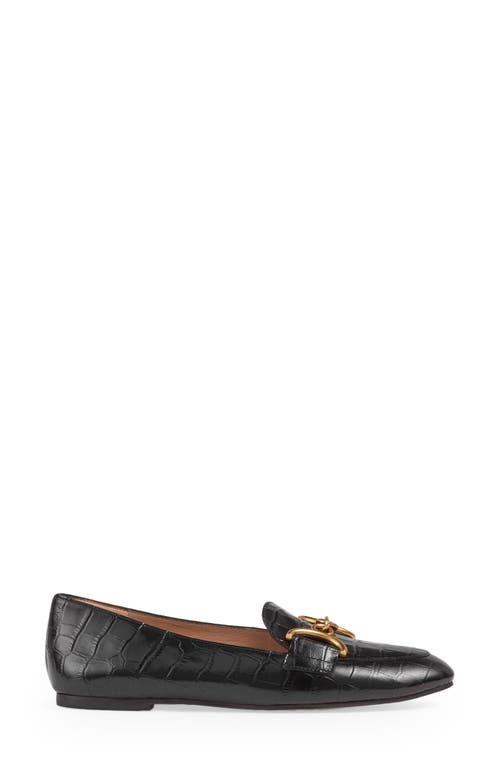 LK Bennett Daphne Croc Embossed Bit Loafer Black at Nordstrom,