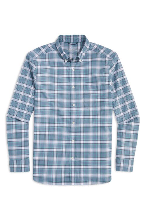 Shop Vineyard Vines Plaid On-the-go Brrrº Button-down Shirt In Plaid Blue Mirage