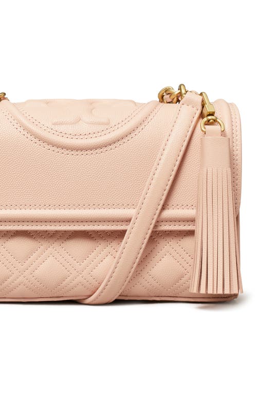 Shop Tory Burch Small Fleming Caviar Quilted Leather Convertible Shoulder Bag In Pink Dawn