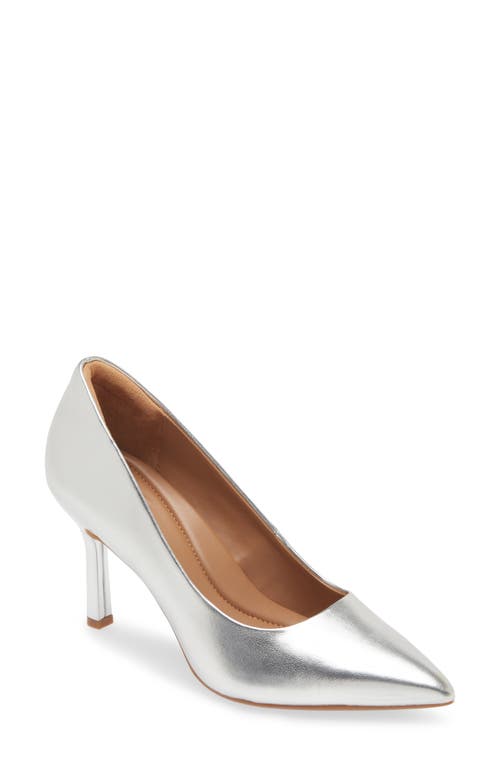 Shop Nordstrom Rack Paige Faux Leather Pump In Silver Metallic
