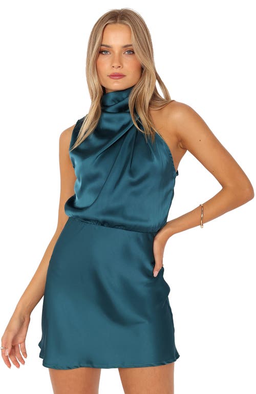 Petal And Pup Petal & Pup Anabelle Floral Halter Neck Satin Minidress In Blue