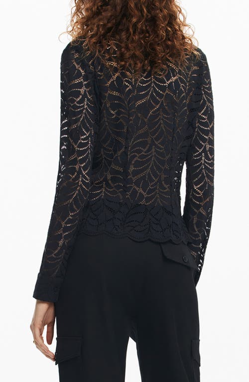 Desigual Saga Stretch Button-up Top In Black