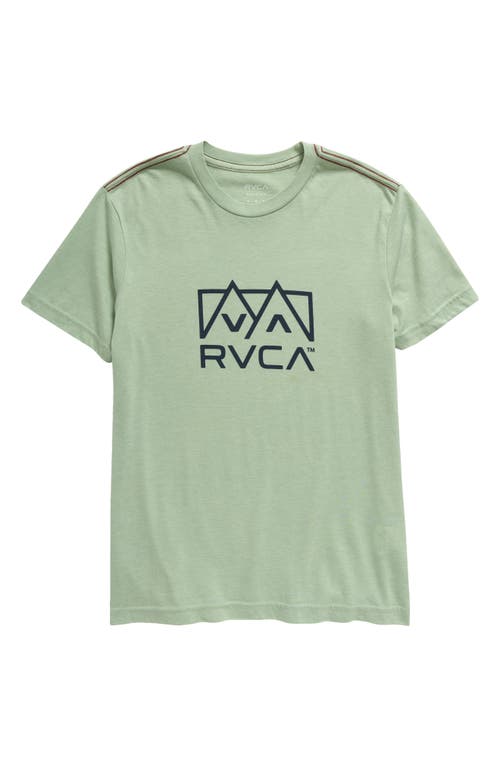 Shop Rvca Kids' Peaks Graphic T-shirt In Granite Green