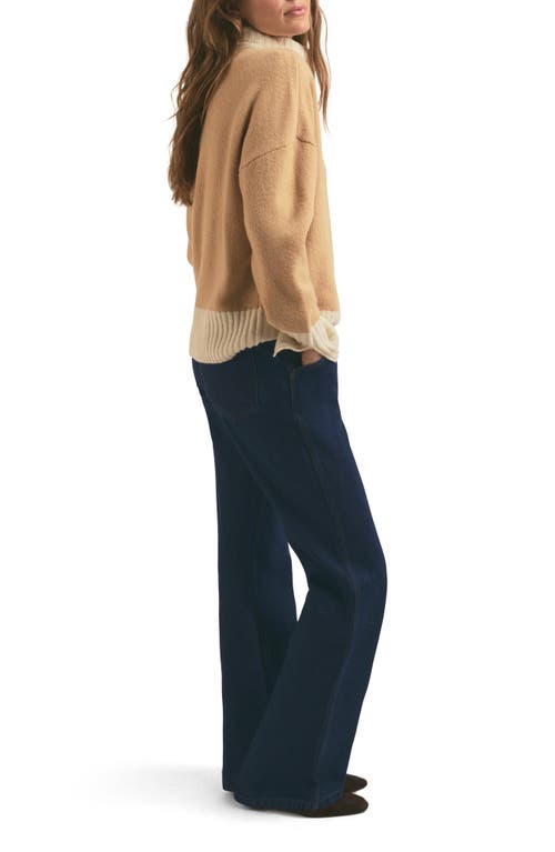 Shop Favorite Daughter The Andi Contrast Rib Turtleneck Wool & Cashmere Blend Sweater In Beige/ivory