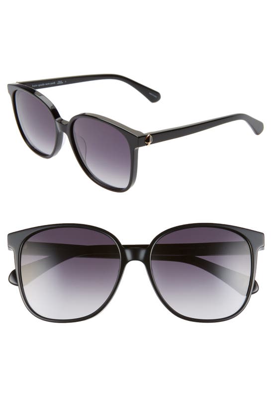 Kate Spade Alianna 56mm Rounded Cat Eye Sunglasses In Black/ Dkgrey Gradient