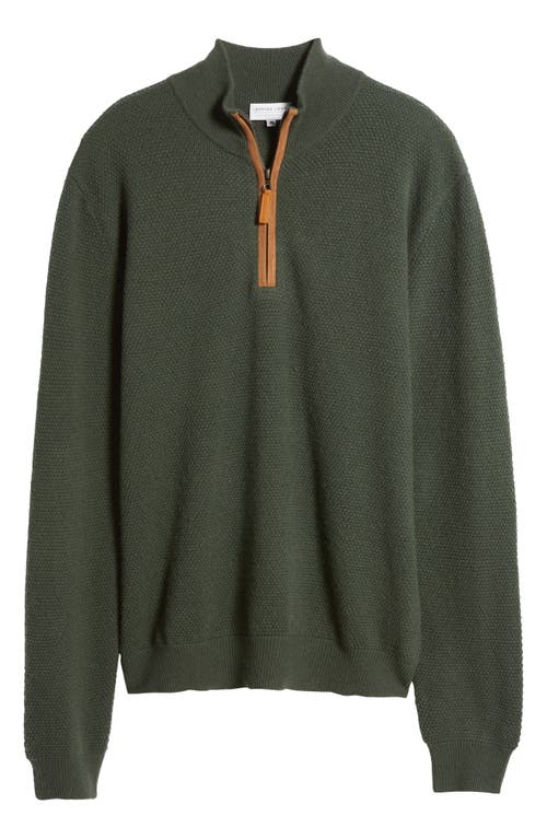 Lorenzo Uomo Merino Wool & Cashmere Bird's Eye Quarter Zip Sweater In Juniper