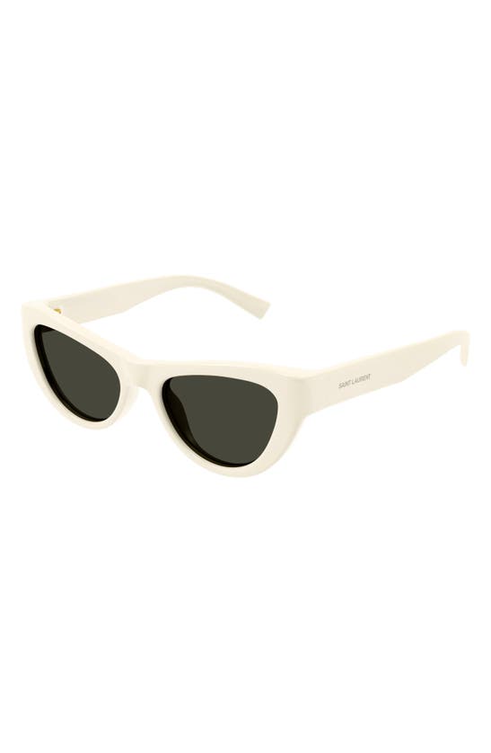 Shop Saint Laurent 53mm Cat Eye Sunglasses In Ivory