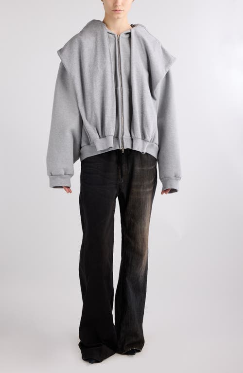 Balenciaga Incognito Oversize Zip-up Hoodie In Heather Grey