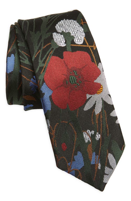 Floral Silk Tie in Black Ip Patt