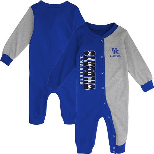 Outerstuff Newborn & Infant Royal/Heather Gray Kentucky Wildcats Half Time Two-Tone Long Sleeve Full-Snap Jumper