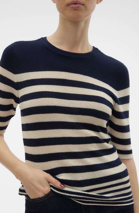 Shop Vero Moda New Lex Sun Sweater In Navy Blazer W Birch Stripe