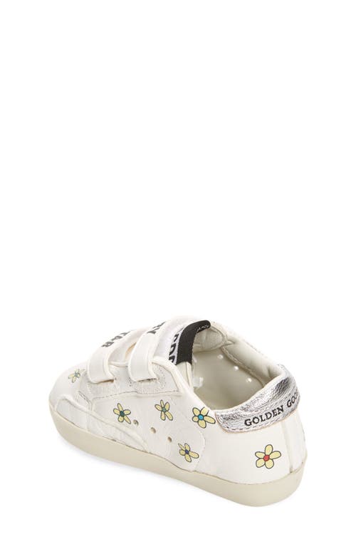 Shop Golden Goose Old School Flower Sneaker In White/ice/silver