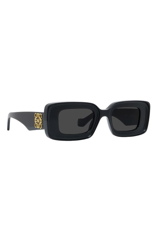 Shop Loewe Chunky Anagram 46mm Rectangular Sunglasses In Shiny Black / Smoke