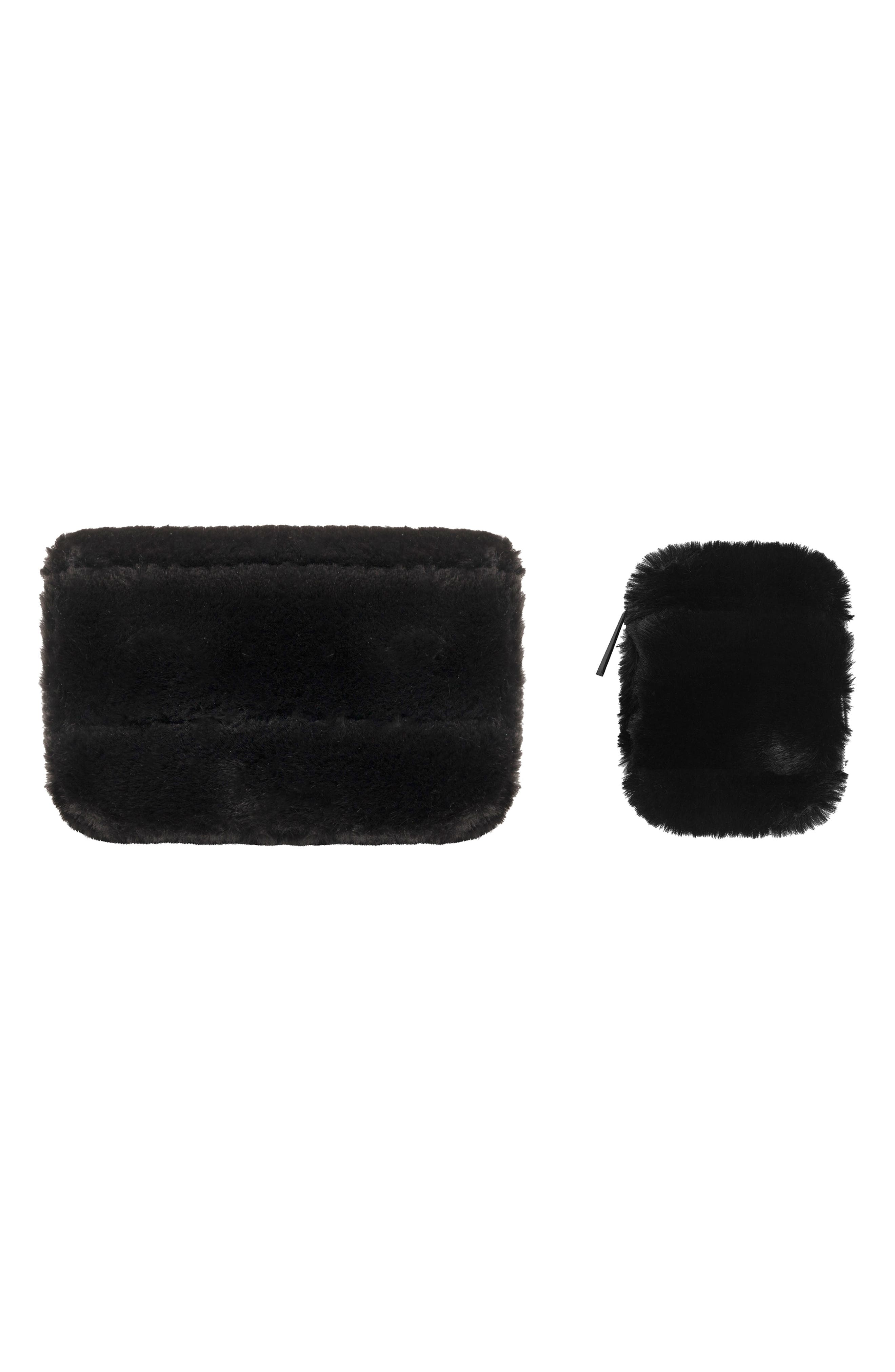 MYTAGALONGS Faux Fur Earbud & Tech Accessory Cases in Black