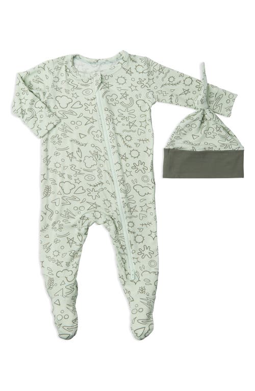 Baby Grey by Everly Jersey Footie & Hat Set at Nordstrom,