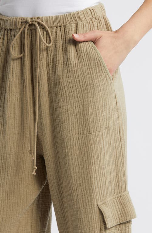 Shop Rails Christiano Wide Leg Cotton Gauze Cargo Pants In Olive