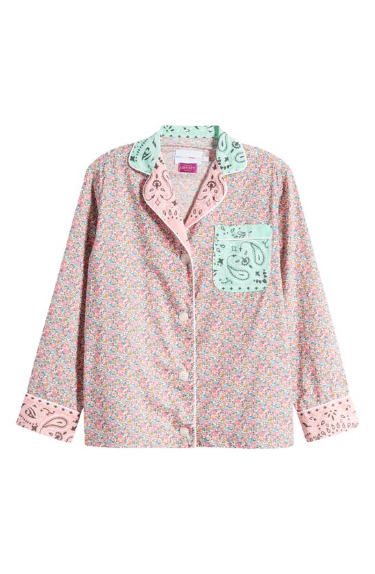 Shop Call It By Your Name X Liberty London Mixed Print Pajama Shirt In Mint / Pale Pink